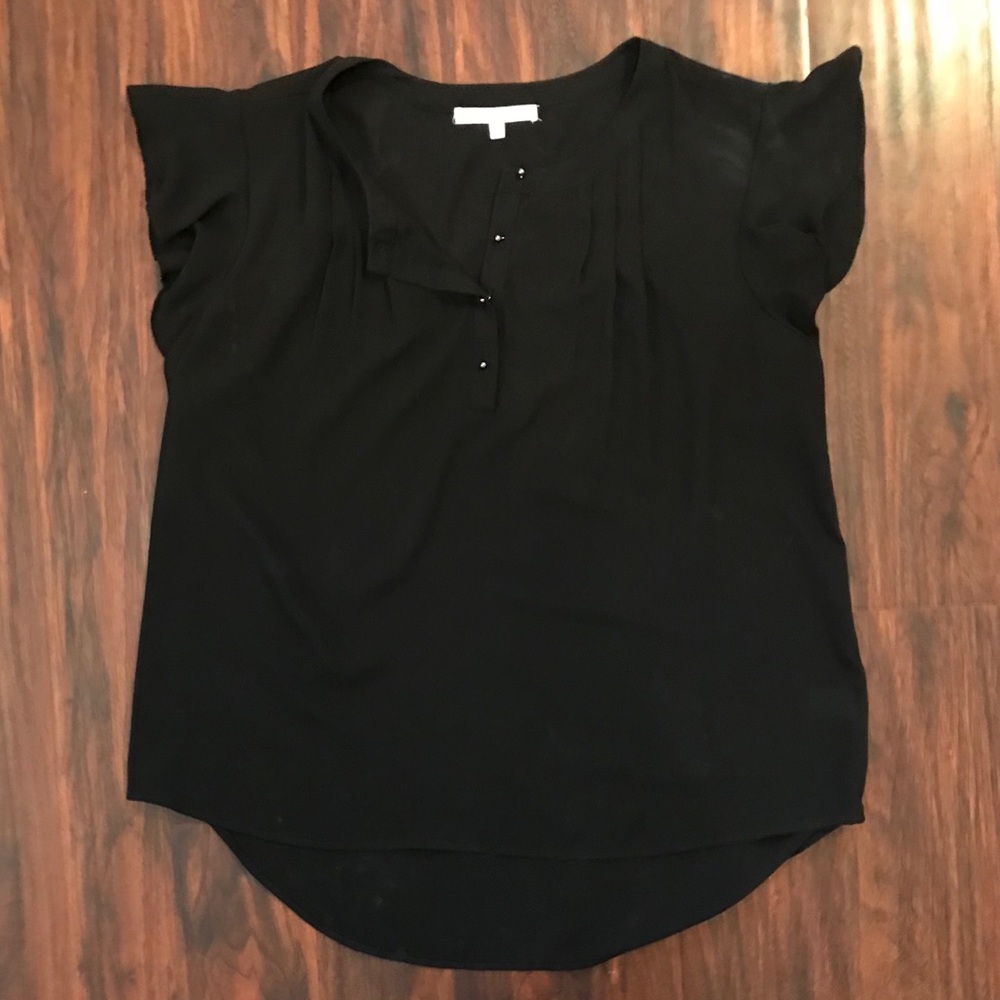 Daniel Rainn Black Flutter Sleeve Top